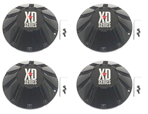 4x KMC XD Series Gloss Black Wheel Center Hub Caps Bolt-On for 8x6.5 8x165.1 5x5 5x127 5x135 XD806 Bomb