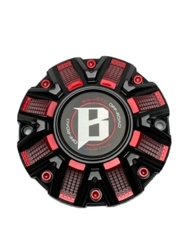Ballistic Off-Road Gloss Black and Red Wheel Center Cap CAP OR-D2 CAP OR-D