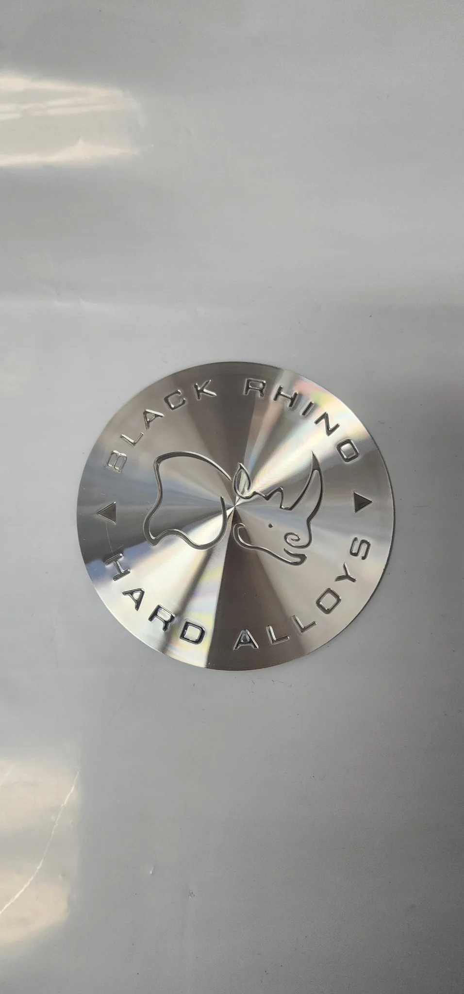Black Rhino Silver 80mm Dia Center Cap Replacement Logo or Sticker Emblem TE80BRS