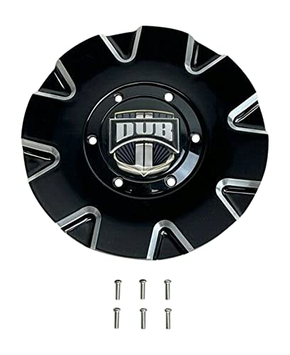 Dub Gloss Black and Milled Wheel Center Cap with Screws Cap 16390-15BME M-860BK01 Cap M-860