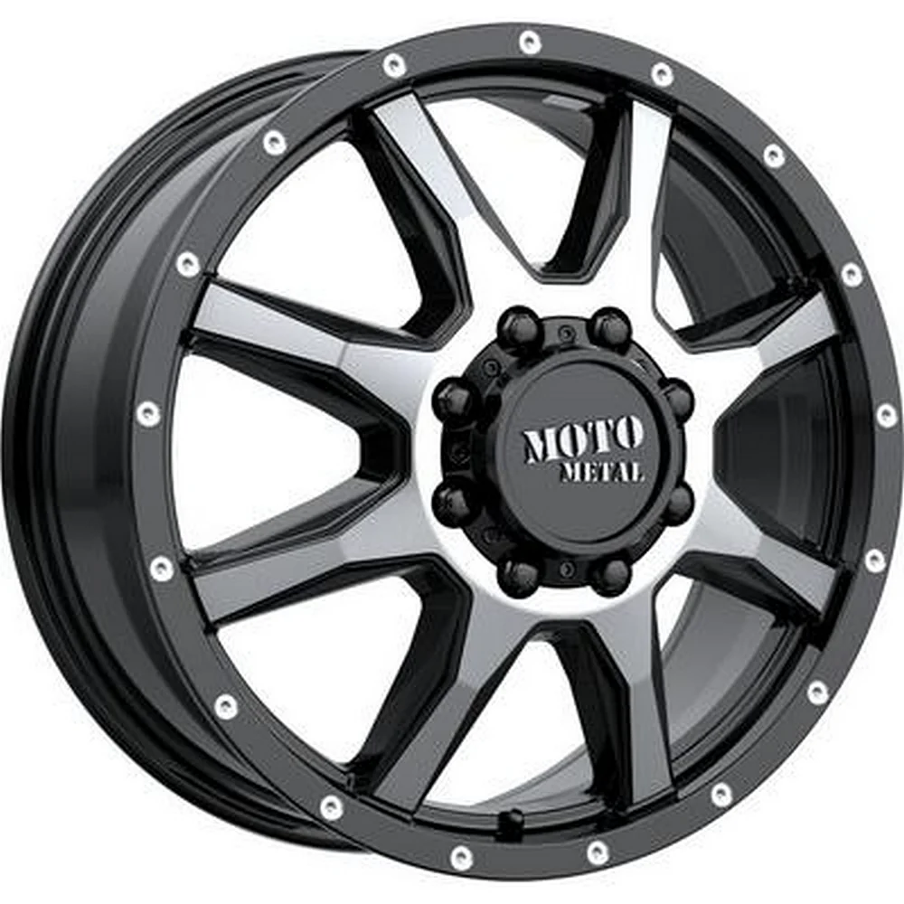 Moto Metal 1079L199RMOGB-H122 Gloss Black / Chrome Dually Rear Wheel Center Cap – 8x200/210