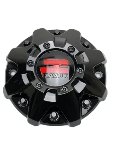 Havok Gloss Black and Red Logo Wheel Center Cap CBH103-A2P SJ1402-03