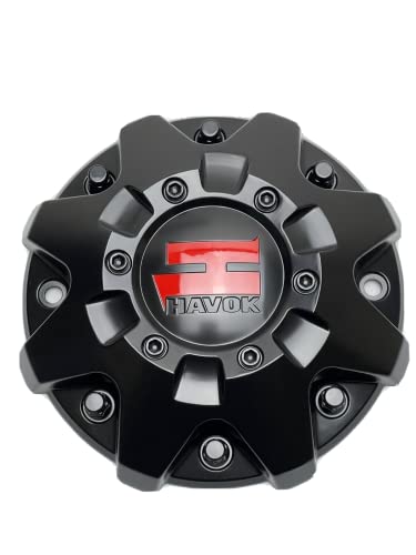 Havok Matte Black and Red Logo Wheel Center Cap CBH103-A2P SJ1402-03