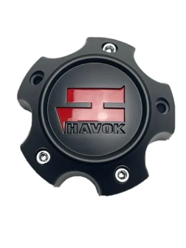 Havok Matte Black Red Logo Wheel Center Cap CBH05-2P