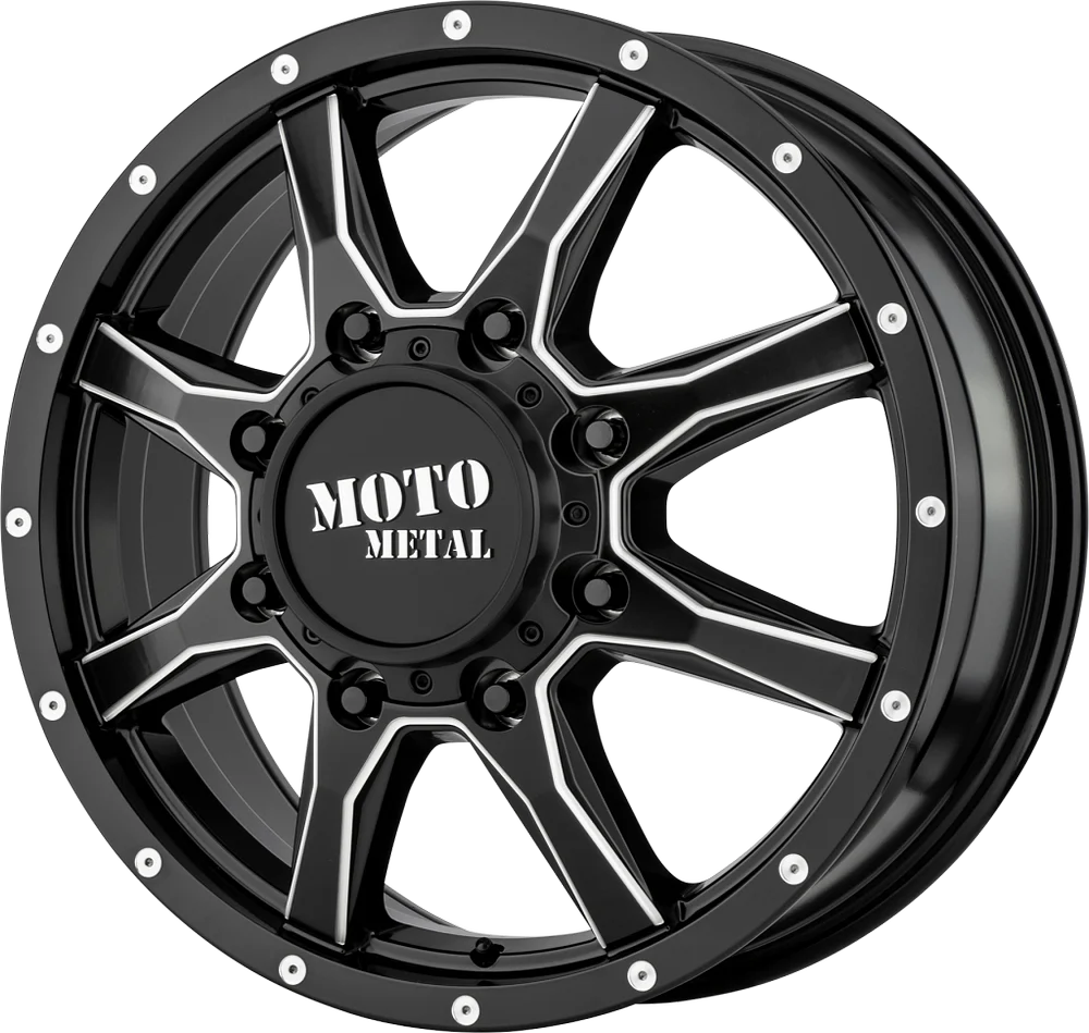 Moto Metal 1079L199RMOSB-H122 Satin Black / Chrome Dually Rear Wheel Center Cap – 8x200/210