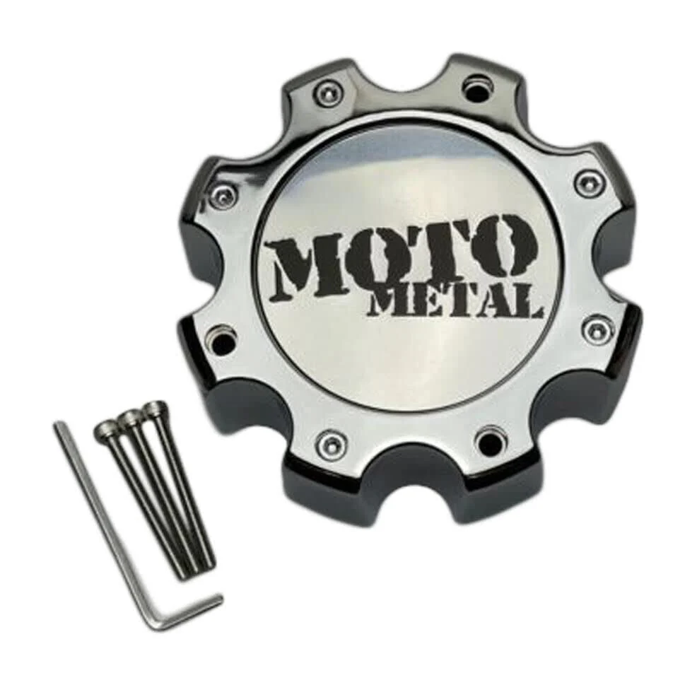 Moto Metal Chrome Tall 8 Lug Wheel Center Cap with Screws 845L172R 845L172