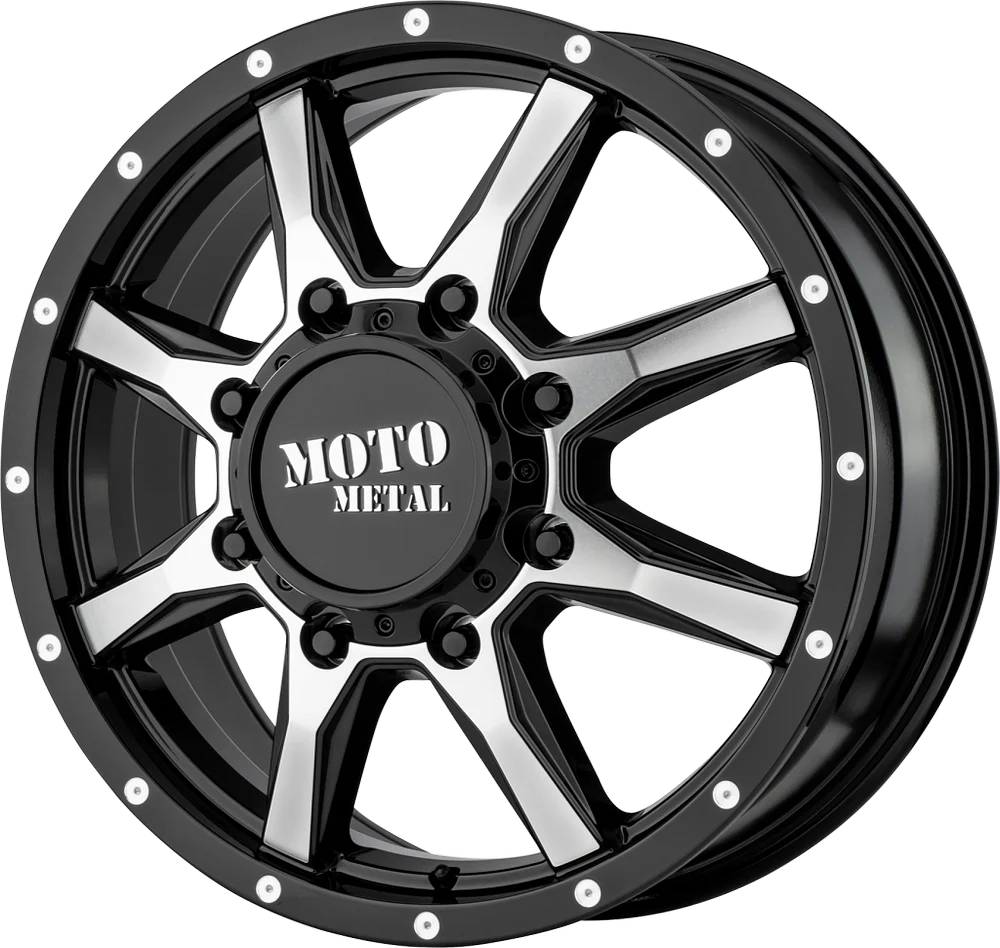 Moto Metal 1079L199FMOSB-H47 Satin Black / Chrome Dually Front Wheel Center Cap – 8x200/210