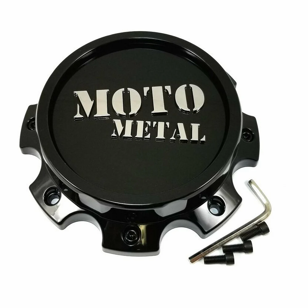 Moto Metal 1079L199FMOGB-H47 Gloss Black / Chrome Dually Front Wheel Center Cap – 8x200/210