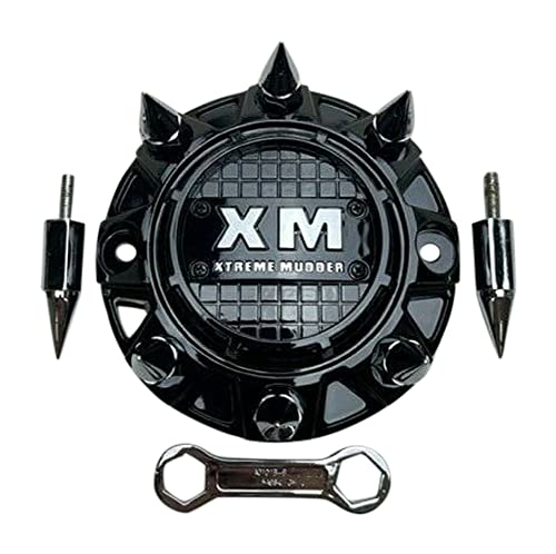Xtreme Mudder Gloss Black Chrome Spikes Wheel Center Cap A0101B