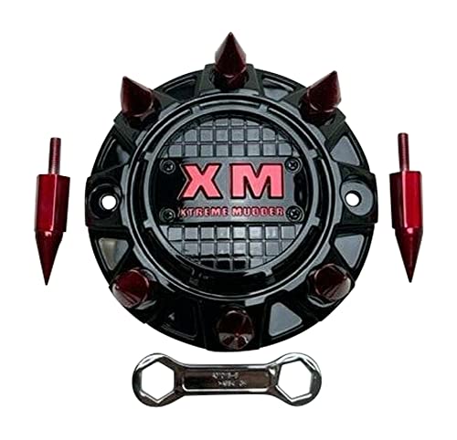 Xtreme Mudder Gloss Black Red Spikes Wheel Center Cap A0101B