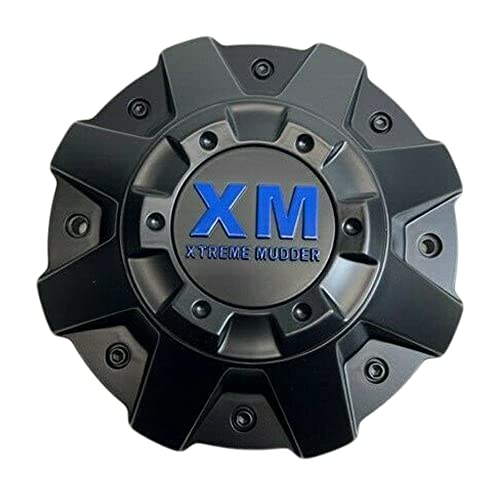 Xtreme Mudder Matte Black and Blue Logo Wheel Center Cap C-864-1-XG C-5240-1-SG
